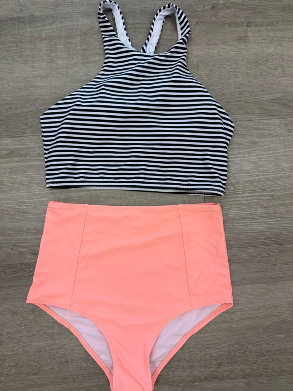 Striped High Neck Bikini Set – High Waisted – NWOT – Size Small